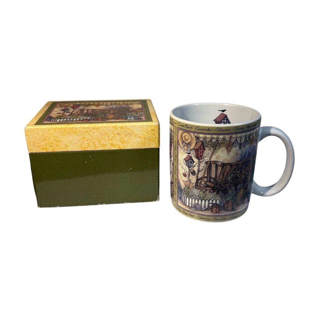 Lang & Wise The Herb Wagon Collector Mug By Sherri Buck Baldwin 1997 With Box